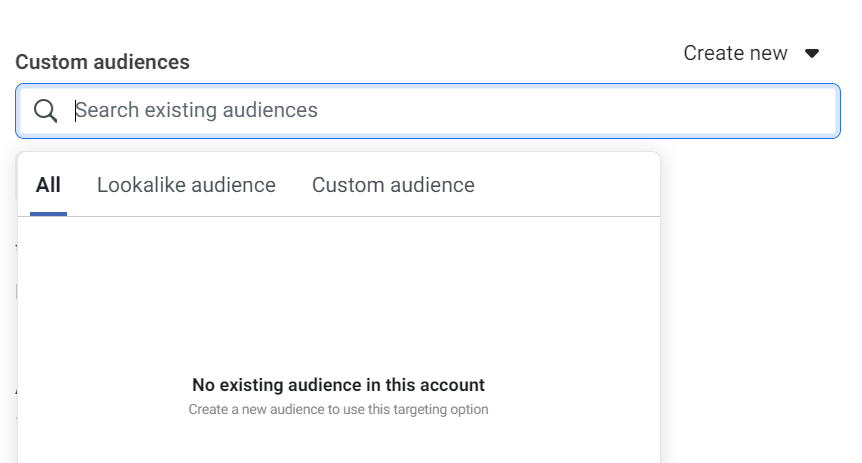 Custom audience option in targeting.
